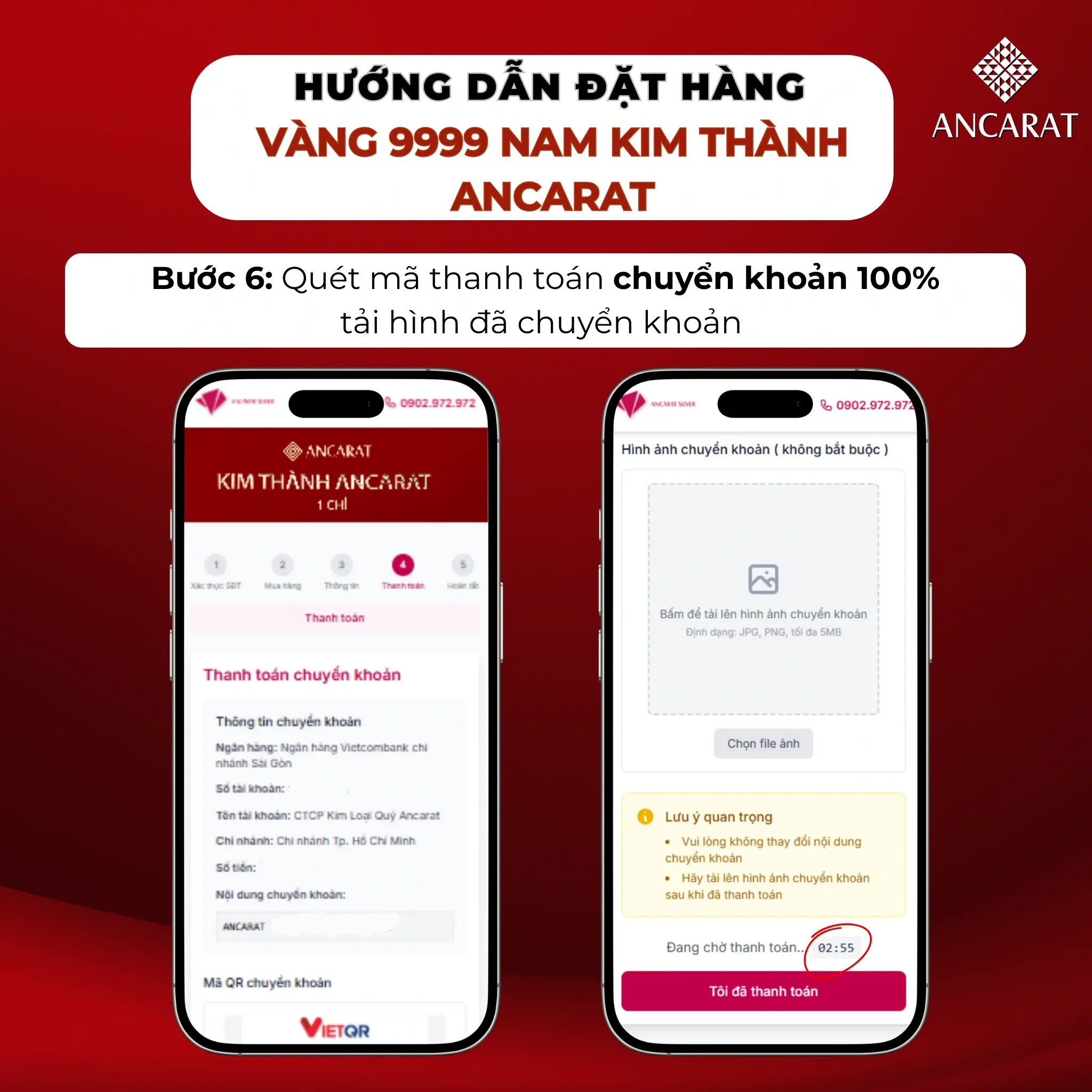 Bước 6: Quét mã QR thanh toán 100% và tải ảnh giao dịch lên để xác nhận.
