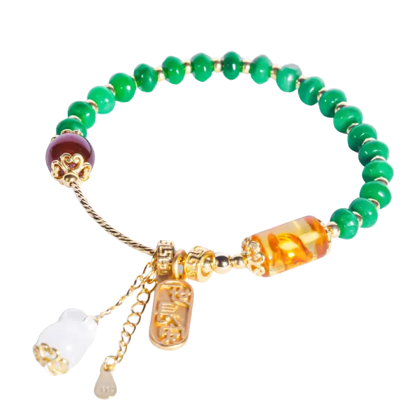 Vòng tay đá cẩm thạch phối đá garnet mix hổ phách trụ