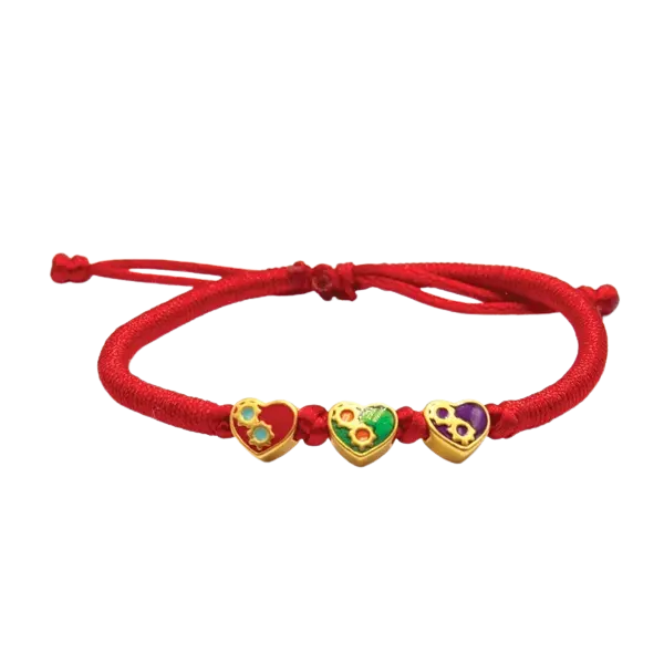 Vòng tay Charm Vàng 24K Trái Tim Sơn Màu – Tình duyên – Hạnh phúc