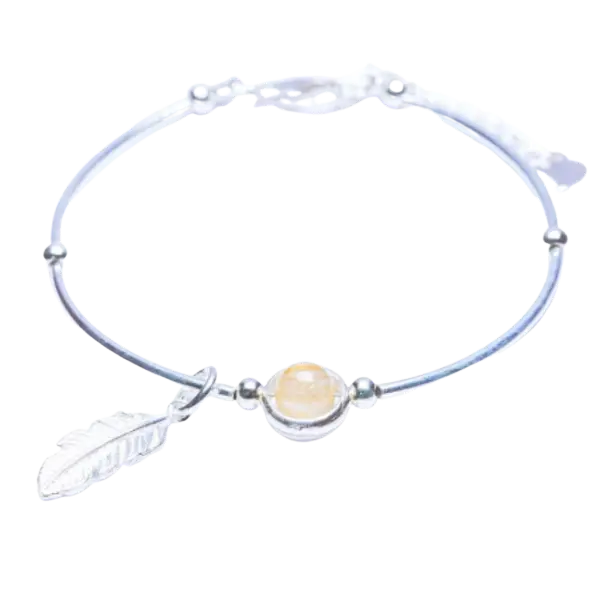 Vòng tay lông vũ ngũ hành 1 hạt mệnh Kim