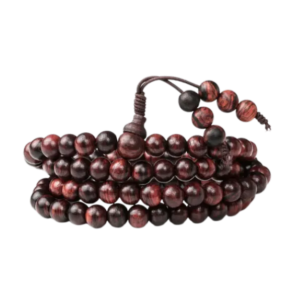 Vòng gỗ trầm sưa 108 hạt phong thủy – Bình an – May mắn