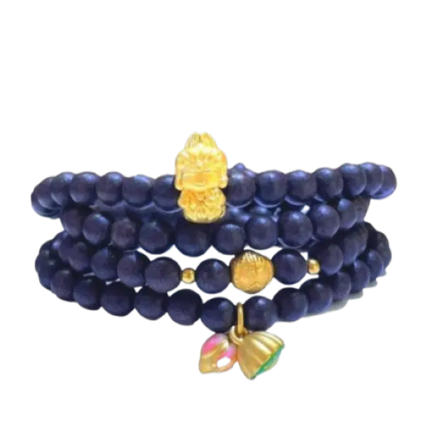 Vòng gỗ Trầm phối Mặt dây Búp sen Đài sen mix Phổ Hiền Bồ Tát