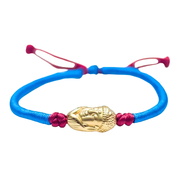 Vòng Tay Handmade Phối Charm Vàng 24K Đầu Phật Cổ Áo