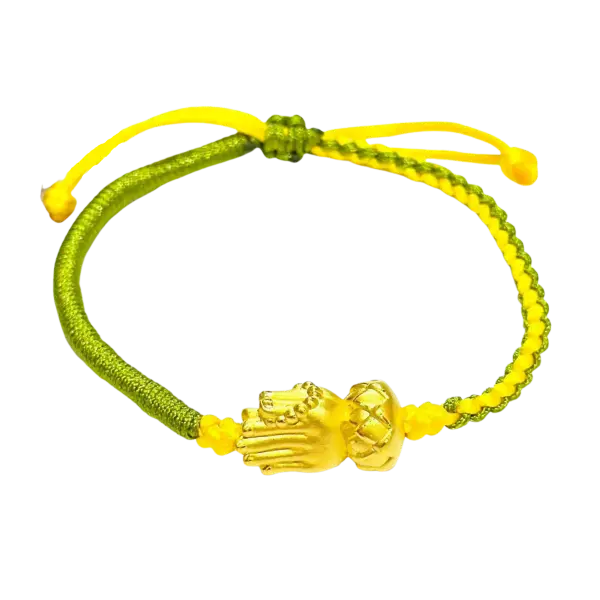 Vòng Tay phối Charm Vàng 24K Phật thủ búp sen – may mắn