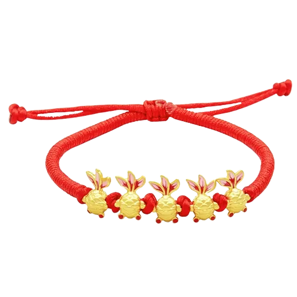 Vòng tay phối 5 charm vàng 24k Cá 3 đuôi – May mắn – Tài lộc