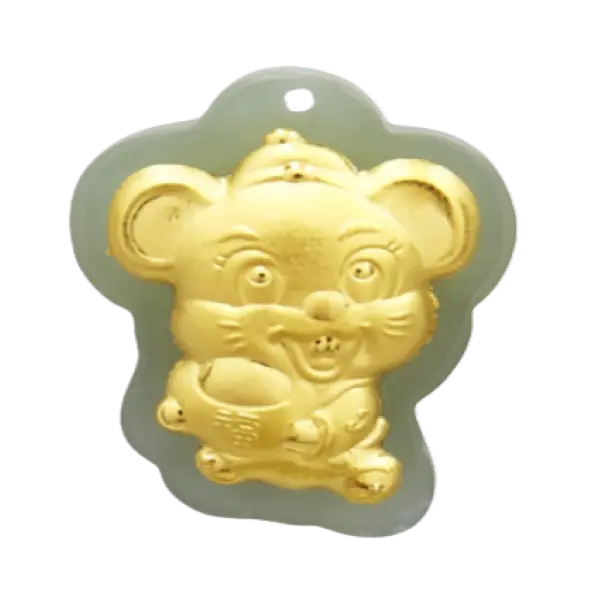 Mặt Ngọc Phỉ Thúy Dát Vàng 24k Kim Tí Nén vàng