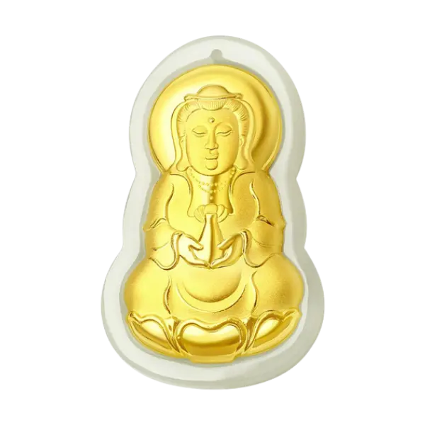 Mặt Ngọc Phỉ Thúy Dát Vàng 24K – Phật Bà