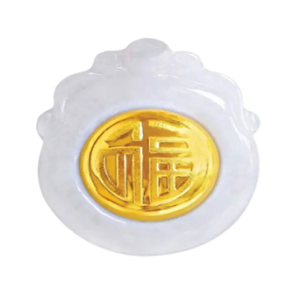 Mặt Ngọc Phỉ Thúy Dát Vàng Chữ Phúc