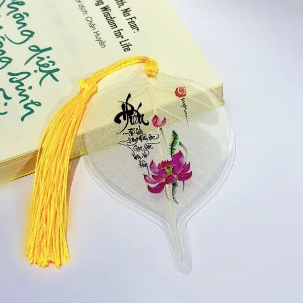 Lá Bồ Đề Thư Pháp Hoa Sen Chữ Hiếu