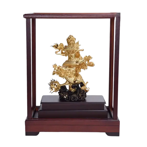 Tượng mạ Vàng 24K Ngọc Long Phú Quý – Tài Lộc