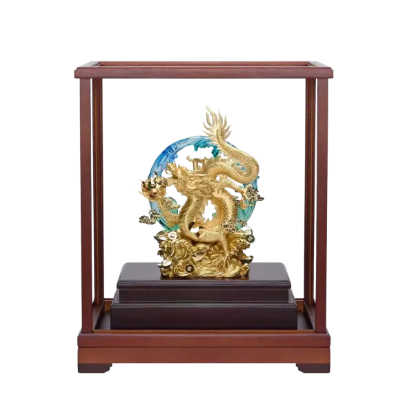 Tượng mạ vàng 24k Ngọc Long Phú Quý – may mắn