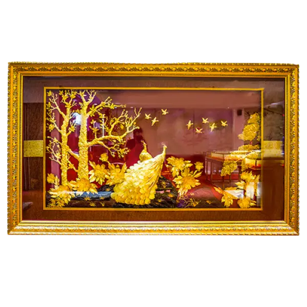 Tranh Mạ Vàng 24K Hoa Đoàn Cẩm Thấu