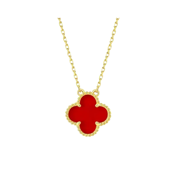 Dây chuyền vàng 18K Golden Leaf 15mm – Bản dày – Màu đỏ