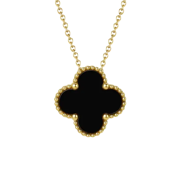 Dây chuyền vàng 18K Golden Leaf 15mm – Màu đen