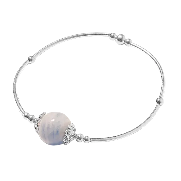 Vòng tay bạc đá Aquamarine ngũ hành phong thuỷ