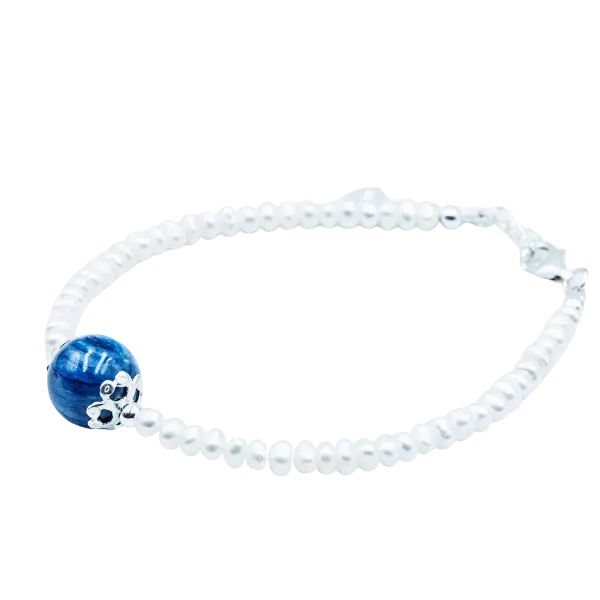 Vòng tay bạc Ngọc trai đá mắt hổ xanh