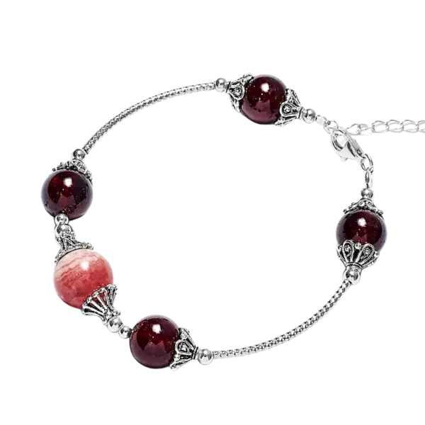 Vòng tay đá Garnet phối đá Đào Hoa