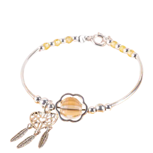 Vòng tay Bạc đá Thạch Anh mix chuông gió phong thủy