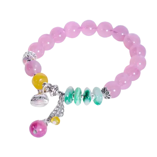 Vòng bạc mix thạch anh hồng