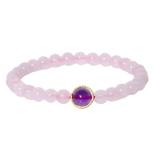 Vòng tay đá thạch anh hồng mix vòng thời trang