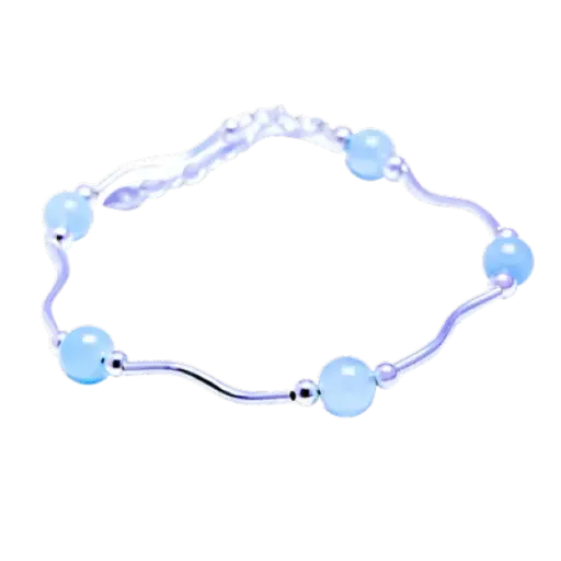 Vòng tay bạc đá Aquamarine 5 hạt Mệnh Thủy