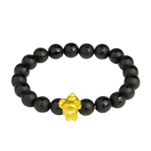 Vòng Đá Khắc Chú Bình An Phối Charm Vàng 24k Kim Mùi