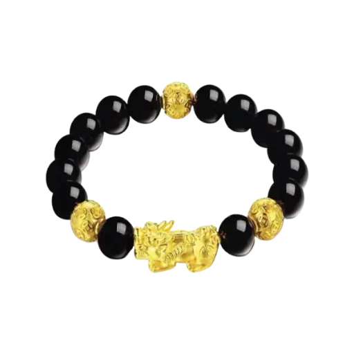 Vòng Đá Phối Charm Vàng 24K Tỳ Hưu Tụ Lộc Kim Tiền