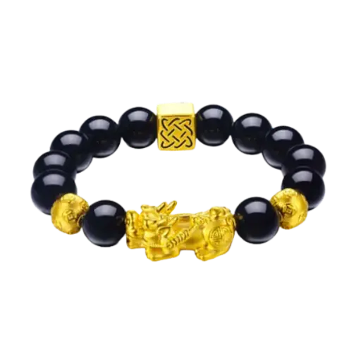 Vòng thạch anh phối Charm Tỳ Hưu vàng 24K