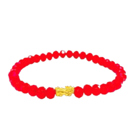 [AG9992.C014.457B] Vòng đá Pha lê Đỏ mix Charm Vàng 24K Tỳ hưu tài lộc Size XS