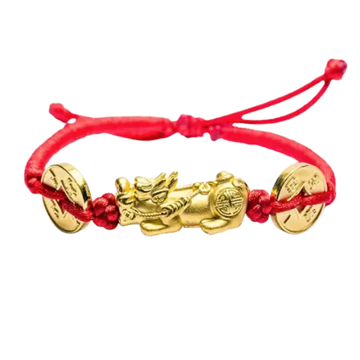 Vòng tay handmade phối charm vàng tỳ hưu và đồng xu