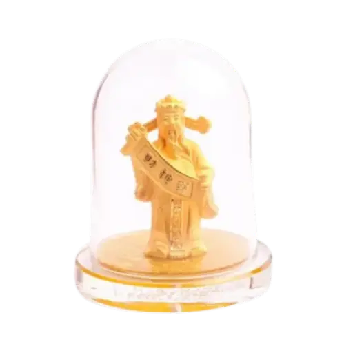 [AO9992.Q266.00056] Tượng Mạ Vàng 24k Thần Tài Cầm Liễn Phúc Lộc Thọ Để Bàn