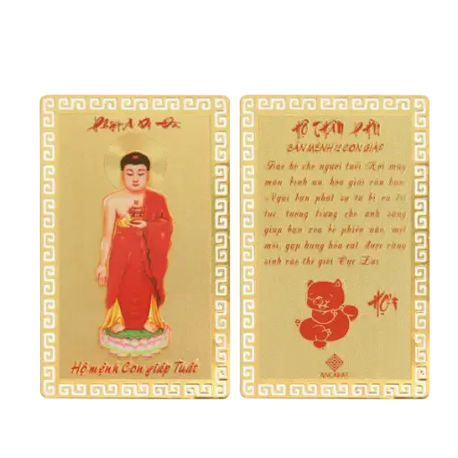 [AO9992.Q012.B002] Hộ Thân Phù mạ vàng Bản Mệnh Tuổi Hợi