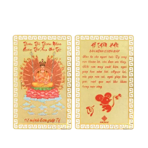 [AO9992.Q001.B002] Hộ Thân Phù mạ vàng Bản Mệnh Tuổi Tí