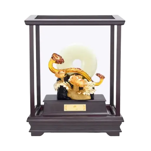 [AO9992.Q266.00008] Tượng mạ vàng 24K Bách Niên Phú Quý