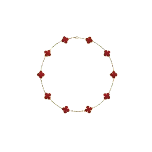 [AG7502.D168.502L] Dây chuyền vàng 18K Golden Leaf 10 hoa 9mm – Màu đỏ
