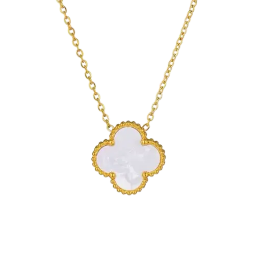 [AG7502.D168.501_WHI] Dây chuyền vàng 18K Golden Leaf 15mm – Màu trắng