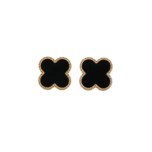 [AG7502.B168.502A4] Bông tai vàng 18K Golden Leaf 13mm – Màu Đen