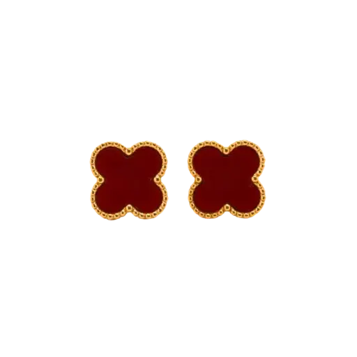 [AG7502.B168.502A5] Bông tai vàng 18K Golden Leaf 13mm – Màu Đỏ